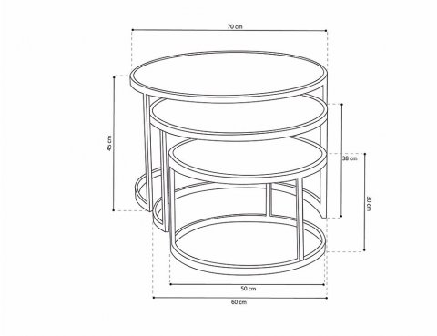 Table basse gigogne industrielle bois noir et métal JERSEY