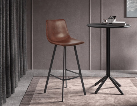 Lot de 2 Chaises de bar marron style vintage HIPSTER 78 cm 