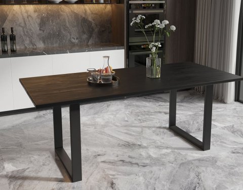 Table à manger moderne avec plateau en bois massif noir 200cm AJACCIO