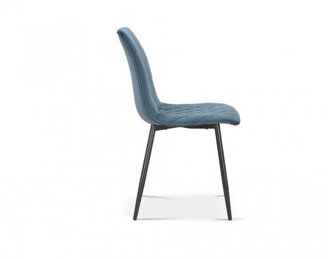 Lot de 2 chaises matelassées moderne en velours bleu LAURE