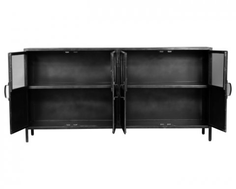 Enfilade industrielle en métal noir 180cm SLATE