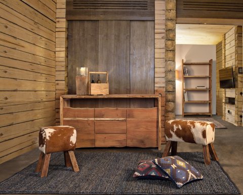Buffet bois massif scandinave effet tronc d'arbre TRADBORJ