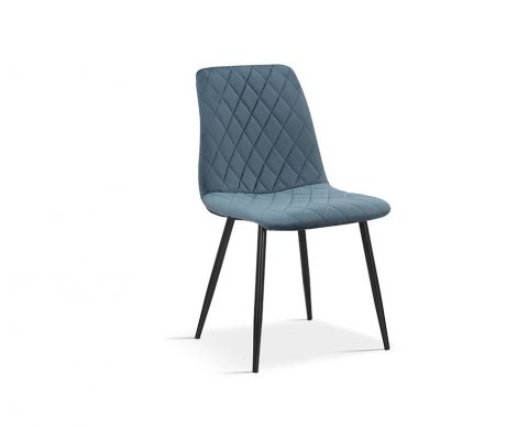 Lot de 2 chaises matelassées moderne en velours bleu LAURE