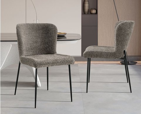 Lot de 2 chaises modernes en tissu teddy taupe ELIN