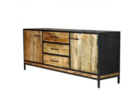 Buffet industriel bois massif et métal 200cm KYNA