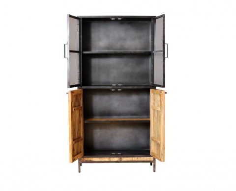Vitrine industrielle bois massif et métal KYNA