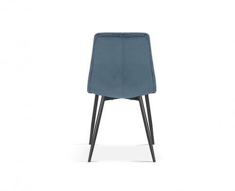 Lot de 2 chaises matelassées moderne en velours bleu LAURE