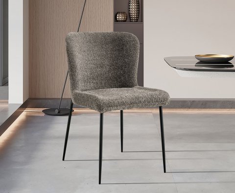 Lot de 2 chaises modernes en tissu teddy taupe ELIN