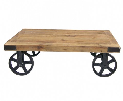 Table basse industrielle sur roulettes WHEEL