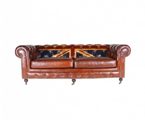 Canapé Chesterfield cuir marron  SEBASTIEN