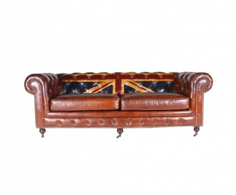 Canapé Chesterfield cuir marron SEBASTIEN