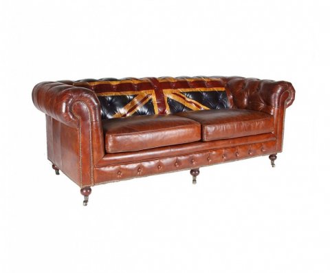 Canapé Chesterfield cuir marron SEBASTIEN