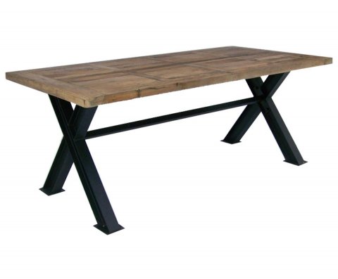 Table à manger industrielle bois massif et métal 200cm DAKOTA