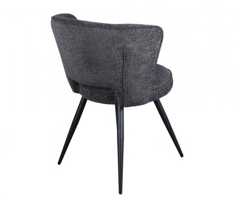 Lot de 2 chaises modernes tissu bouclé gris et pieds métal noir FREJA