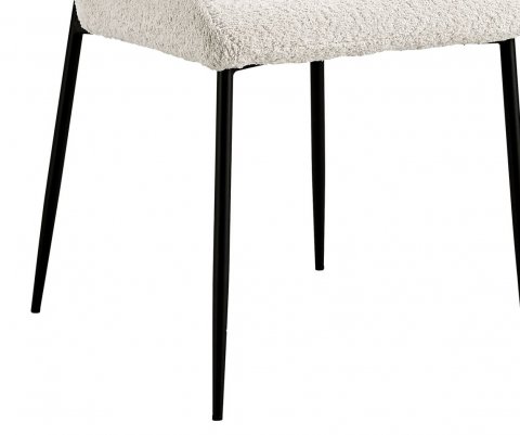 Lot de 2 chaises modernes en tissu teddy blanc ELIN