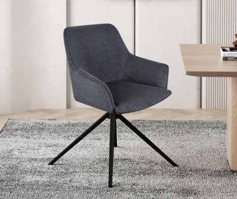 Lot de 2 chaises pivotantes moderne en tissu anthracite MAYA