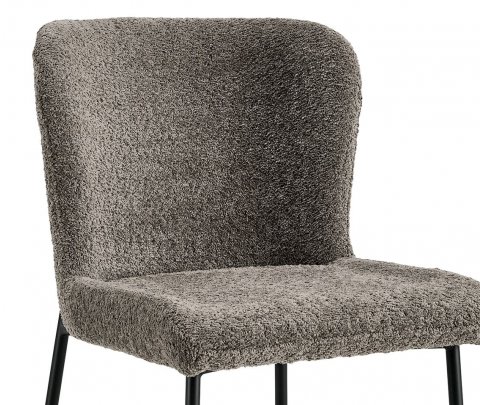 Lot de 2 chaises modernes en tissu teddy taupe ELIN
