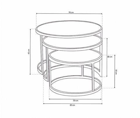Table basse gigogne industrielle bois et métal JERSEY
