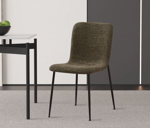 Lot de 2 chaises modernes tissu bouclé vert ASTRID