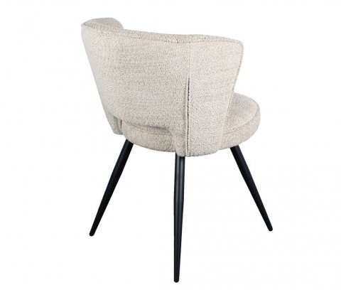 Lot de 2 chaises modernes tissu bouclé écru et pieds métal noir FREJA