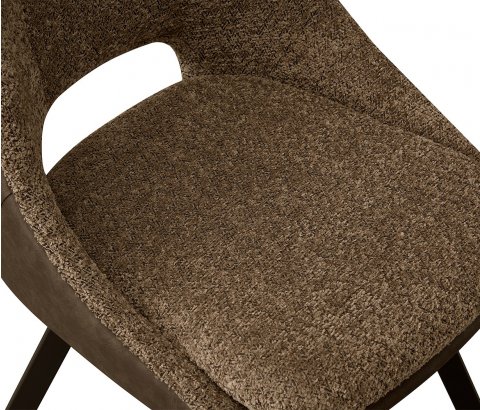 Lot de 2 chaises modernes en tissu marron teddy et simili cuir SOHO
