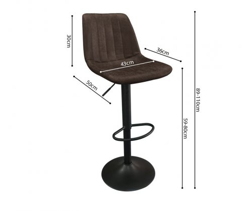 Lot de 2 Chaises de bar réglables matelassées marron LAGOS