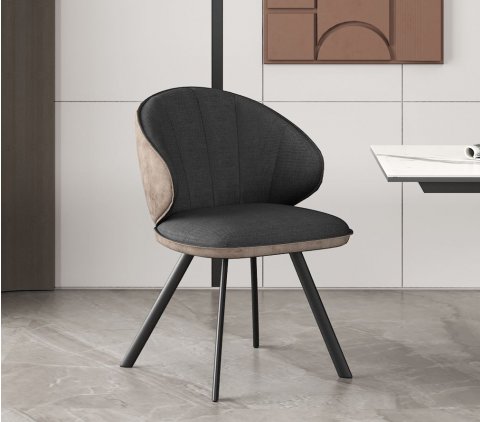 Lot de 2 chaises modernes en tissu gris et simili cuir brun GRAPHITE