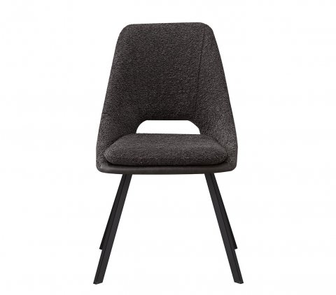 Lot de 2 chaises modernes en tissu gris teddy et simili cuir SOHO