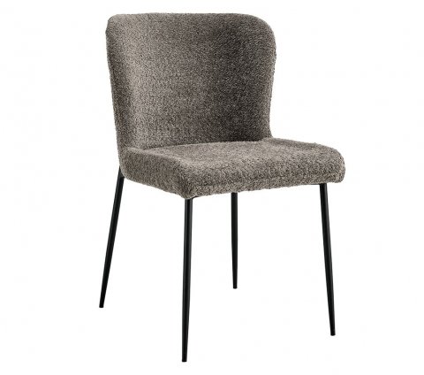 Lot de 2 chaises modernes en tissu teddy taupe ELIN