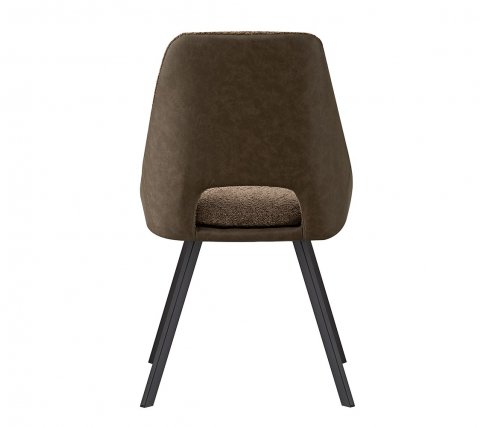 Lot de 2 chaises modernes en tissu marron teddy et simili cuir SOHO