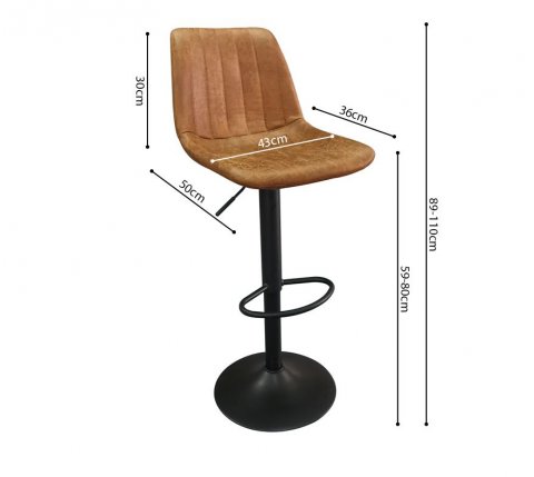 Lot de 2 Chaises de bar réglables matelassées cognac LAGOS