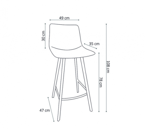 Lot de 2 Chaises de bar marron style vintage HIPSTER 78 cm 