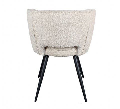 Lot de 2 chaises modernes tissu bouclé écru et pieds métal noir FREJA