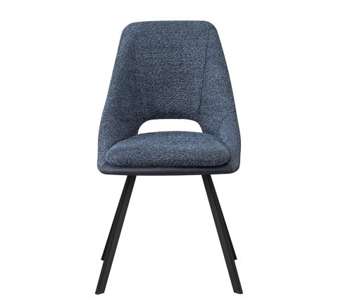 Lot de 2 chaises modernes en tissu teddy bleu et simili cuir SOHO