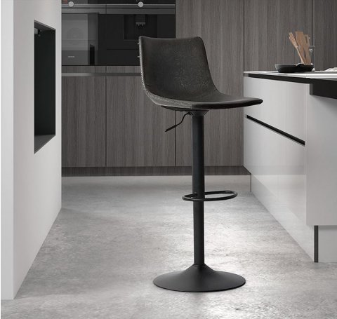 Lot de 2 chaises de bar industrielle réglable noire ORLANDO