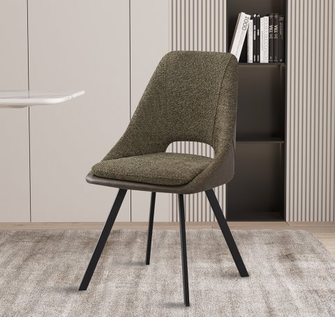 Lot de 2 chaises modernes en tissu teddy vert et simili cuir SOHO