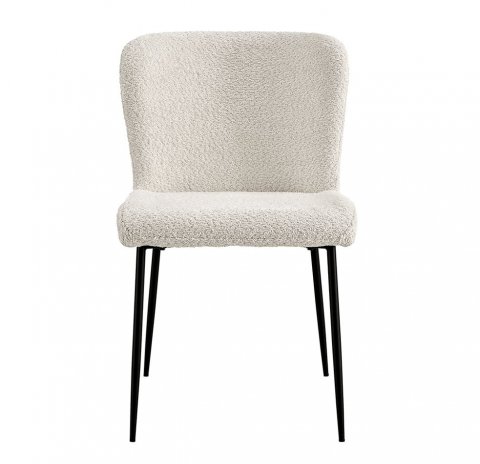 Lot de 2 chaises modernes en tissu teddy blanc ELIN