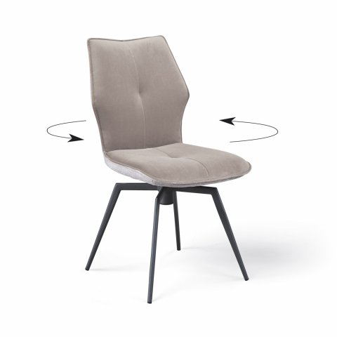 Chaise pivotante velours beige et tissu moderne PALOMA