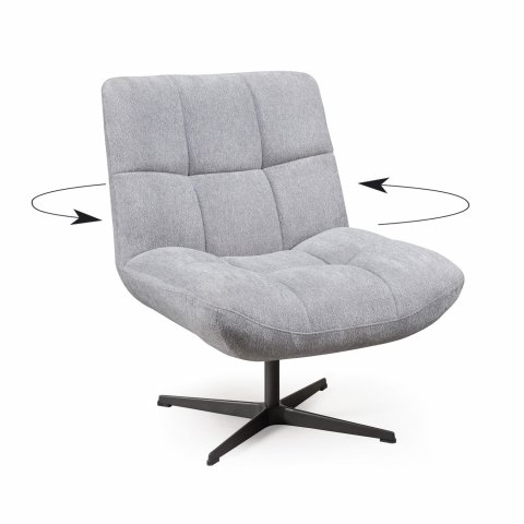 Fauteuil pivotant tissu gris perle moderne CHARLES
