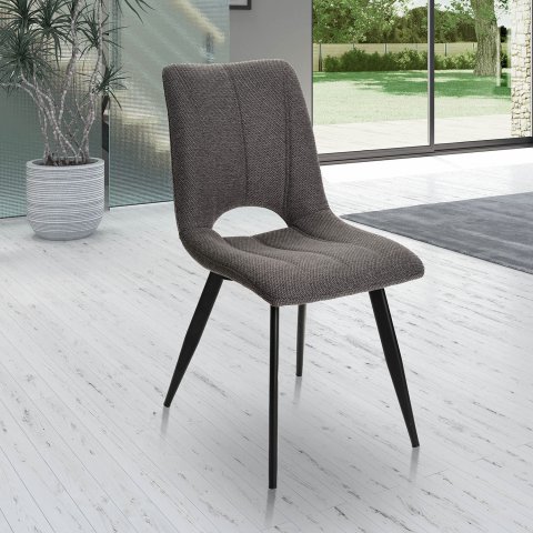 Chaise tissu gris foncé moderne SYLVIE