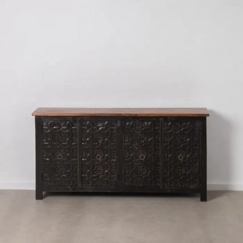 Buffet art déco moderne noir en bois massif THEO