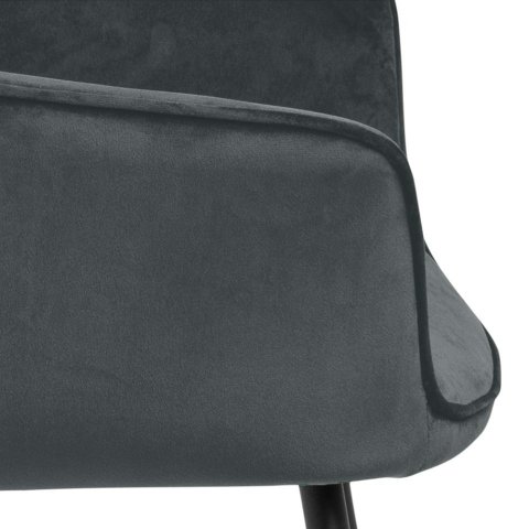 Chaise capitonnée velours gris foncé piétement métal(Lot de 2) LOZANGE