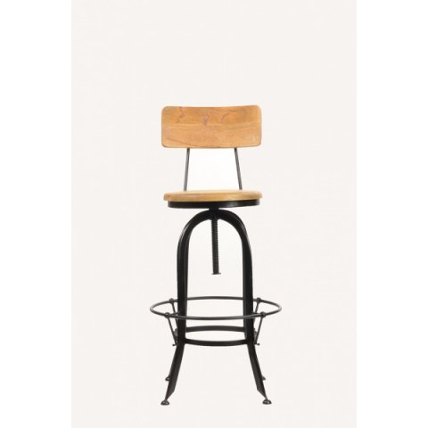 Chaise de bar industrielle bois et métal KURT