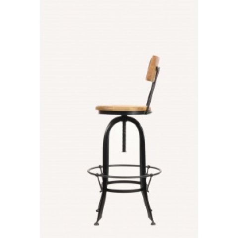 Chaise de bar industrielle bois et métal KURT