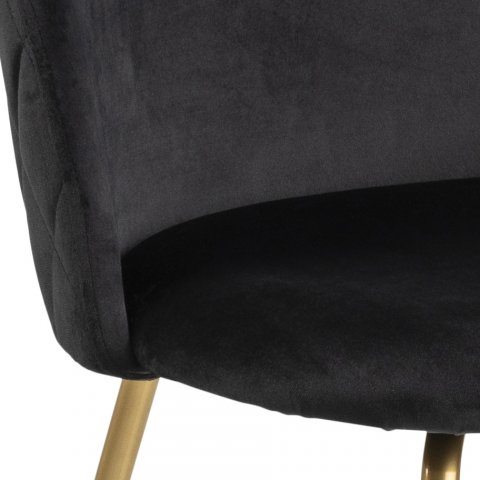 Chaise design capitonnée velours noir (lot de 2) PRESTANCE