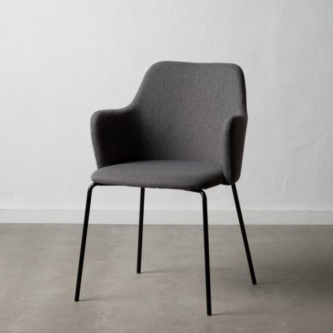 Chaise fauteuil en tissu gris style moderne (lot de 2) EVA 