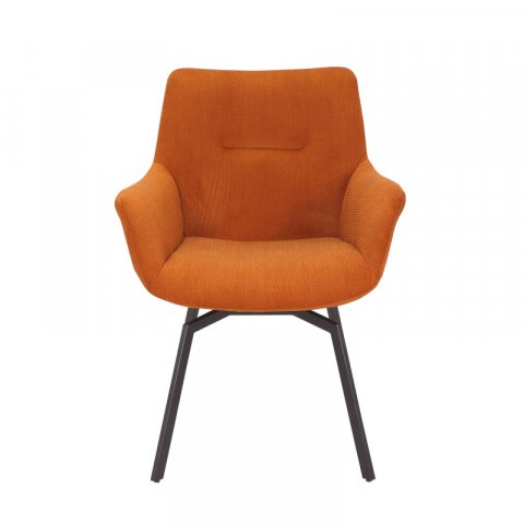 Chaise fauteuil pivotante velours côtelé orange MELINE