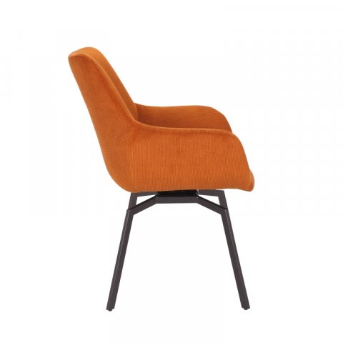 Chaise fauteuil pivotante velours côtelé orange MELINE