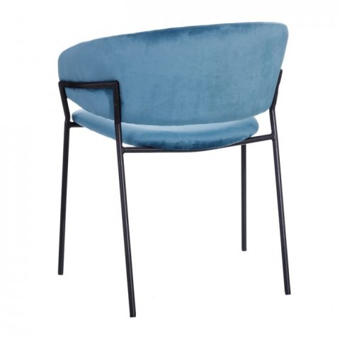 Chaise matelassée bleu en velours style moderne (lot de 2) AMANDINE