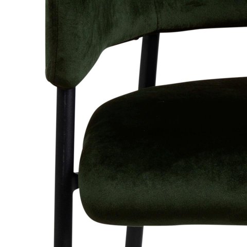 Chaise style design velours vert piétement métal ( Lot de 2) AIKOS